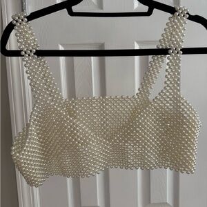 Elegant Pearl Embellished Women's Top